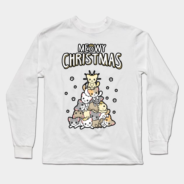 Meowy Christmas Long Sleeve T-Shirt by KsuAnn